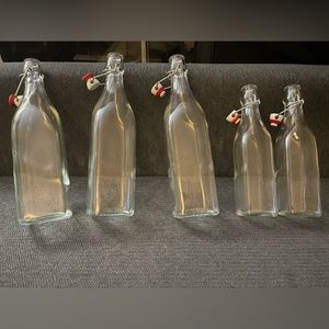 Mid Century Clear Glass Flip Top Bottles/Made in Italy | 150mL & 500mL